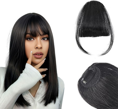 D-DIVINE Clip in Bangs- Fake Bangs Synthetic  Bangs Clip in  Extensions Black Hair Extension