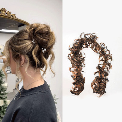 D-DIVINE Elastic Long  Frill Multi Purpose Bride Casual  (Black) Hair Extension