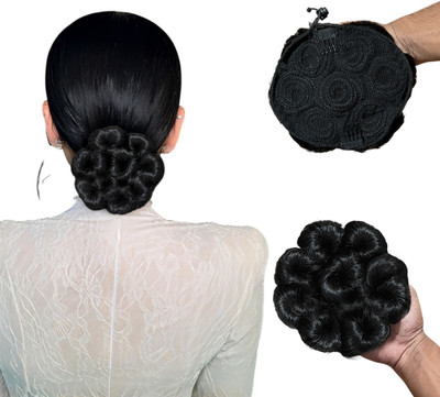 Views 1PCS Messy Bun  Piece Synthetic  Extension With Elastic Rubber Black Hair Extension