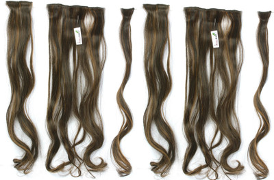 Ritzkart 6pc Multi Curly Golden Black Extension Silky & Natural Feeling Hair Extension