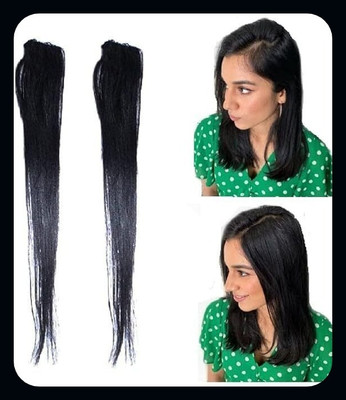 Hamsri 2 Pcs Single Clip Mixed Side Covers Up Extension/ Patch -N Hair Extension