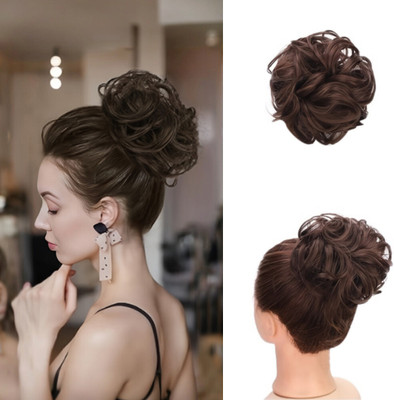D-DIVINE Bun Piece Synthetic Extension With Elastic Rubber Band Brown  Extension Hair Extension