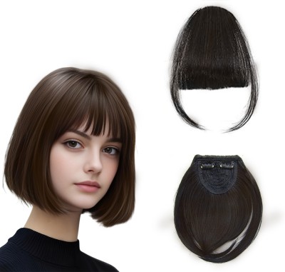 Views (Pack of 1) Double Clip in Bangs- Synthetic  Bangs, Brown Hair Extension