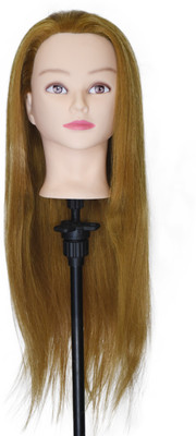 A H S 80/20 Animal hair Dummy for hair Styling Practice with Stand Golden Set 1 Hair Extension