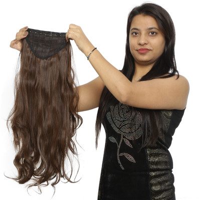 EASYOUNG Women's Dark Brown 5 Clip in Wavy/Curly Extension Pack of 1pcs  Extension Hair Extension
