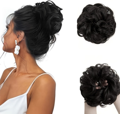 D-DIVINE Messy Bun  Piece  Extension With Elastic Black, 1PC Hair Extension