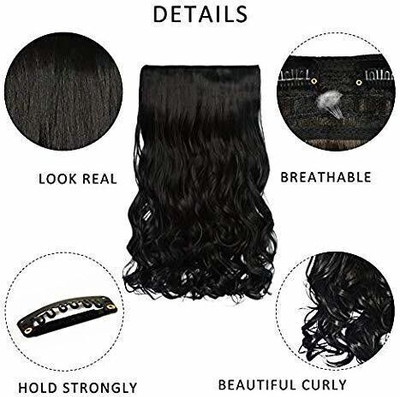 TRESS Beautiful Black Wavy 5 Clip In Hair Extension