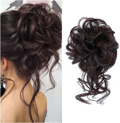 MEGARICH 1Pcs Messy Bun Wavy Curly  Wrap Ponytail Updo  Pieces Hair Extension