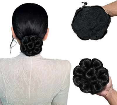 Views Synthetic Bun Extension And Wigs Artificial Juda For Girls (Black, Pack of 1) Hair Extension