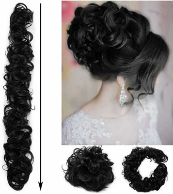 Fascinating Black  Frill Messy Bun Juda  Extensions Hair Extension