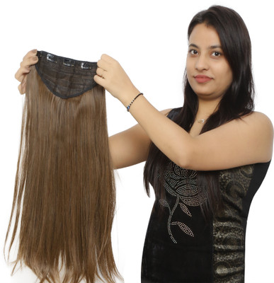 EASYOUNG 5 Clips Based 24 Inchs Straight  Extension for Womens Golden & Brown Hair Extension