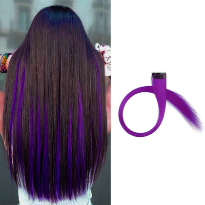 D-DIVINE 2 Pcs Single Clip Synthetic  Extension/Patch, 20 Inch (Dark Purple) Hair Extension