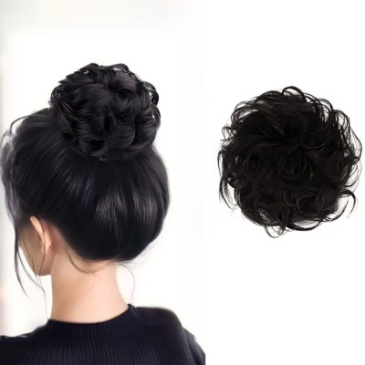 Blushia 1PCS Messy Bun  Piece Synthetic  Extension With Elastic Rubber Black Hair Extension