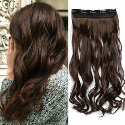 TRESS Beautiful Look Premuim Brown Wavy 5 Clip In Hair Extension