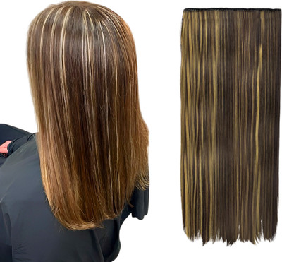 D-DIVINE 5 Clips Based 24 inch Straight Synthetic  Highlight Hole Extensions Hair Extension