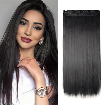 TRESS 5 Clips Synthetic Women /Wavy  Extension 22 Inches (Black) Hair Extension
