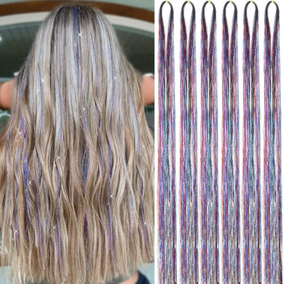 Shihen Silver Tinsel Sparkling Shiny Extensions Glitter(Pack of 1) Hair Extension