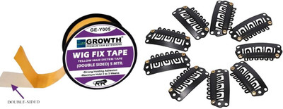 DreamExim Combo of Doubled Sided Tape for  Wig/Patch with 12Pcs clip for Men & Women Hair Extension