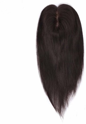 Ritzkart  Topper 14 inch Straight Double Knots  Pieces Black remi Human  Hand Made Clip In Crown piece Covering topper  Tape Toupee Wigs For Women (2x4) Hair Extension