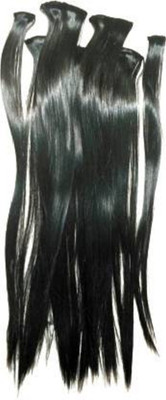 TRESS silky synthetic black 6 Pieces 16 Clips Based Hair Extension
