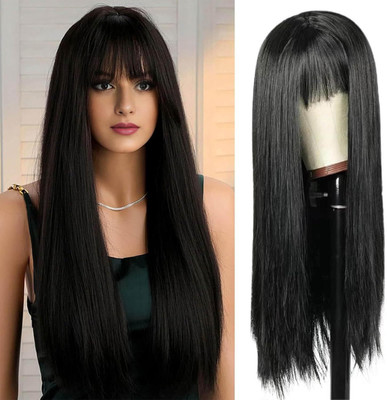 Blushia Long Black  Wig for Women with Bangs Hair Extension