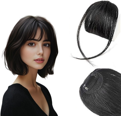 VIVIAN Clip in Bangs- Fake Bangs Synthetic  Bangs Clip, Black (Pack of 1) Hair Extension