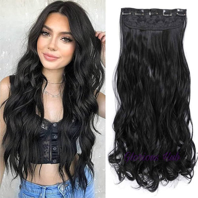 iFkart Heat Resisting Fiber, Curly  Extension with 5 Clips Hair Extension