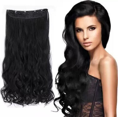 Getvock 5 Clips Curly Wave Clips in on Synthetic Extensions 24 Inch 120 Grams (Black) Hair Extension