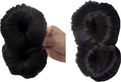 locklux (Pack of 2)Black Claw 4 Flower Bun Extension|women's and girl's| enhance volume| Hair Extension