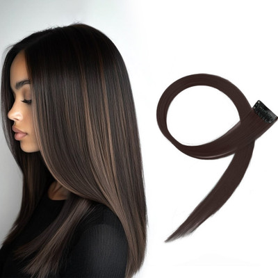D-DIVINE 2 Pcs Single Clip Synthetic  Extension/Patch, 20 Inch (Light Brown) Hair Extension