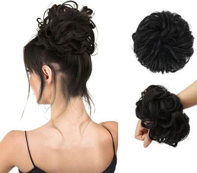 D-DIVINE 1PCS Messy Bun  Piece  Extension (Black Color) Hair Extension