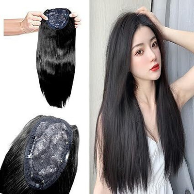Getvock 3 Clip  Topper Front and Scalp Cover Up  extensions Black Hair Extension