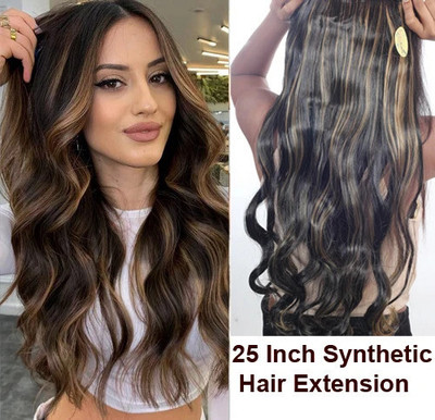 Ritzkart Synthetic Natural highlight long & soft touch CURLY Woman hair extension Hair Extension
