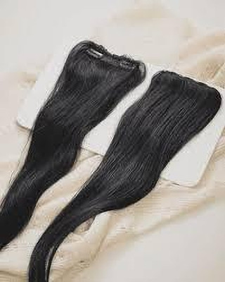 R A Products 2 Clips Straight  Volumlizer Extension Invisible sidePatches 16 inch Black Hair Extension