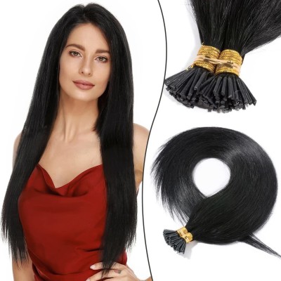 SHIVA I-Tip Classic Fusion Permanent Human  Extension28Inch Black(50 Strands) Hair Extension