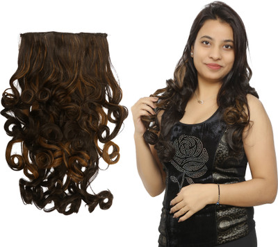 EASYOUNG 5 Clip Extension_24 Inch Golden Black Highlight Curly Extension  Extension Hair Extension