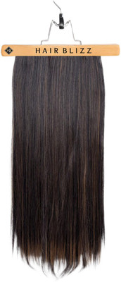 Hair blizz Straight Clip-In Extension –22 inches - Warm Mocha Highlights, For Girls Hair Extension