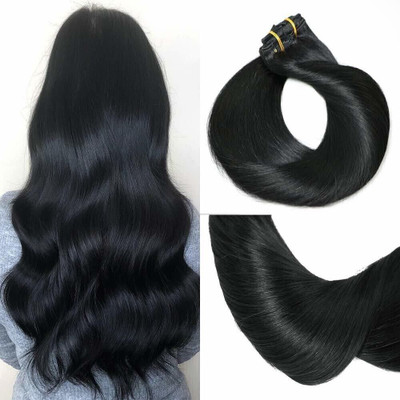 TRESS Beautiful Natural Look Black Wavy 5 Clip In Hair Extension