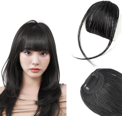 Blushia Black Clip in Bangs- Synthetic  Bangs Clip in  Extensions (Pack of 1) Hair Extension