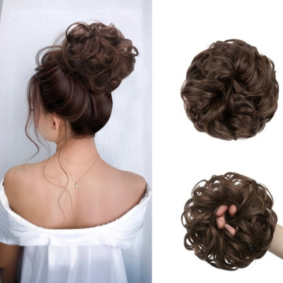 D-DIVINE 1PCS Messy Bun  Piece Synthetic  Extension (Brown, Pack of 1) Hair Extension