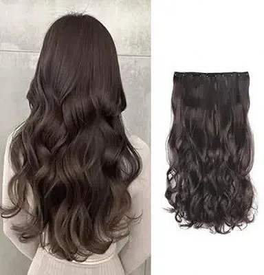TRESS Beautiful Looks Prwmium Quality Brown Wavy 5 Clip In Hair Extension
