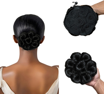 D-DIVINE 1PCS Messy Bun  Piece  Extension With Elastic Black Hair Extension