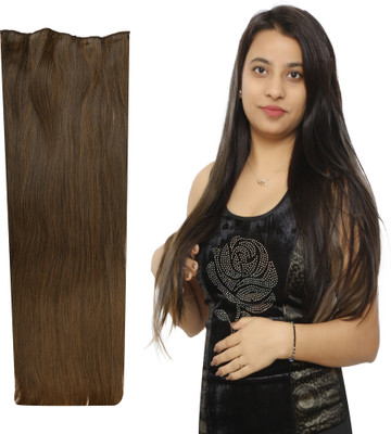 FLUSHIA 5 Clips Based 24Inchs Straight and Wavy Full Head Extension for Girls & Womens Hair Extension