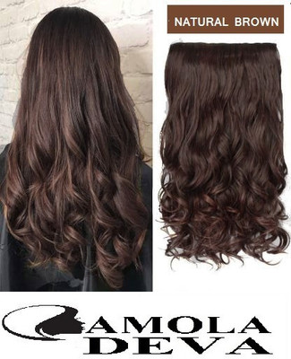 CAMOLA DEVA brown wavy 5 CLIP Hair Extension