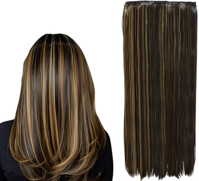 D-DIVINE Golden Highlight 5 Clips Based 24 inch Straight Synthetic Hair Extension
