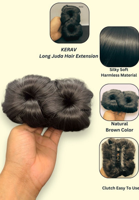 kerav 4 Flower Design Premium Artificial Juda Clutcher Brown /  Extension Hair Extension