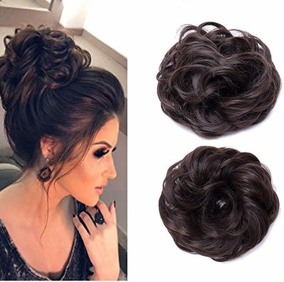 Blushia Top Quality Natural Look Brown Refal Bun Extension For Women & Girls Hair Extension