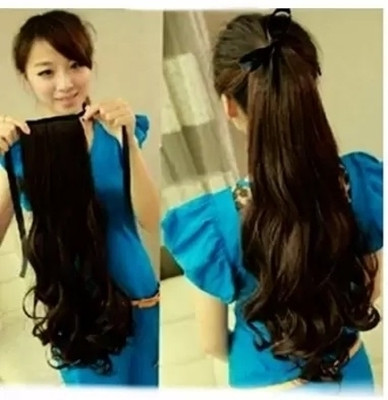 Getvock _Black ribbon pony 1 pcs Hair Extension