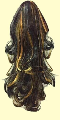 Chronex NEW 5 Clips Based 24Inch Highlighted Golden  Clutcher Extension Hair Extension