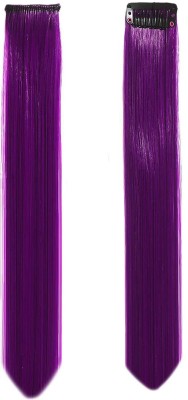 Crazy Hair Reusable Coloured  Streaks Extensions For Women  Coloured Purple 2 pcs Hair Extension